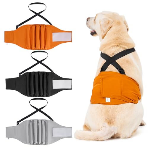 Avont 3 Stück Rüde Wiederverwendbare Hundewindeln Mit Hosenträger, Bauchband Hund für Inkontinenz Hund, waschbare und umweltfreundliche für Hund Rüde -Schwarz/Braun/Grau Avont 3 Stück Rüde Wiederverwendbare Hundewindeln Mit Hosenträger, Bauchband Hund für Inkontinenz Hund, waschbare und umweltfreundliche für Hund Rüde -Schwarz/Braun/Grau von Avont
