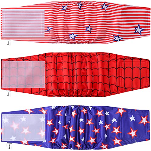 Avont 3 Stück Rüde Wiederverwendbare Hundewindeln, Bauchband Hund für Inkontinenz Hund, waschbare und umweltfreundliche für Hund Rüde -Flagge/Stern/Spider-Man Avont 3 Stück Rüde Wiederverwendbare Hundewindeln, Bauchband Hund für Inkontinenz Hund, waschbare und umweltfreundliche für Hund Rüde -Flagge/Stern/Spider-Man von Avont