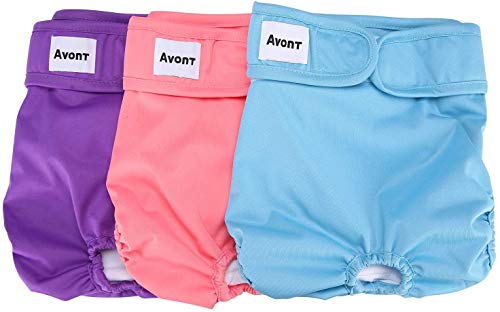 Avont 3 Stück Wiederverwendbare Hundewindeln, Hochsaugfähige, waschbare und umweltfreundliche Damenbinden Höschen für weibliche Haustiere -Lila/Blau/Pink Avont 3 Stück Wiederverwendbare Hundewindeln, Hochsaugfähige, waschbare und umweltfreundliche Damenbinden Höschen für weibliche Haustiere -Lila/Blau/Pink von Avont