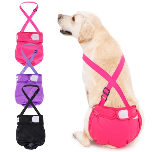 Avont 3 Stück Wiederverwendbare Hundewindeln, Hochsaugfähige, waschbare und umweltfreundliche Damenbinden Höschen für weibliche Haustiere -Schwarz/Rosa/Lila Avont 3 Stück Wiederverwendbare Hundewindeln, Hochsaugfähige, waschbare und umweltfreundliche Damenbinden Höschen für weibliche Haustiere -Schwarz/Rosa/Lila von Avont
