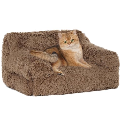 Avont Flauschig Katzenbett, abnehmbar & waschbar Bezug Katzensofa für Katzen klein Hunde -Brown von Avont