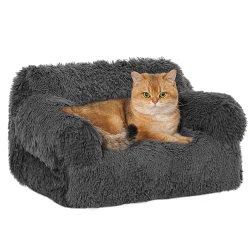 Avont Flauschig Katzenbett, abnehmbar & waschbar Bezug Katzensofa für Katzen klein Hunde -Grau von Avont