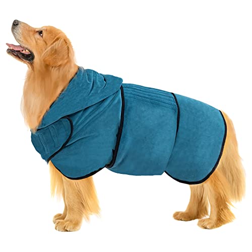 Avont Hundebademantel Handtuch Hundedusche Saugfähiges Badetuch aus Microfaser Schnelltrocknend Wintermantel Wärmer für Haustiere Strand Verstellbar Bathrobe Verschiedene Größen- Blau 3XL von Avont