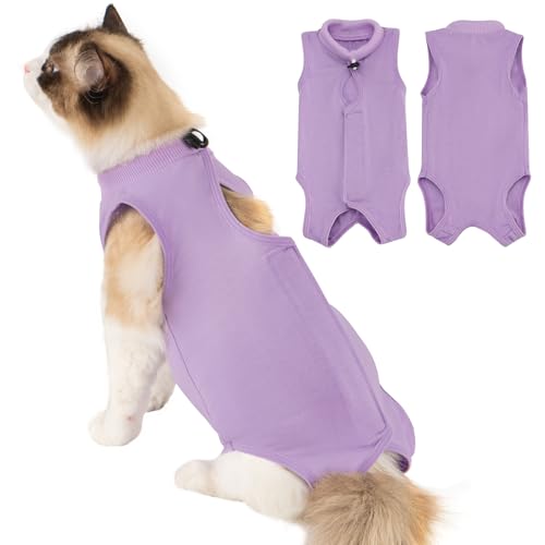 Avont Katzenbody nach OP Erholungsanzug Kleidung Modal Recovery Kastration Spay Entwöhnung Leckschutz Suit für Katze, Bauchwunden oder Hautkrankheiten -M/Lila von Avont
