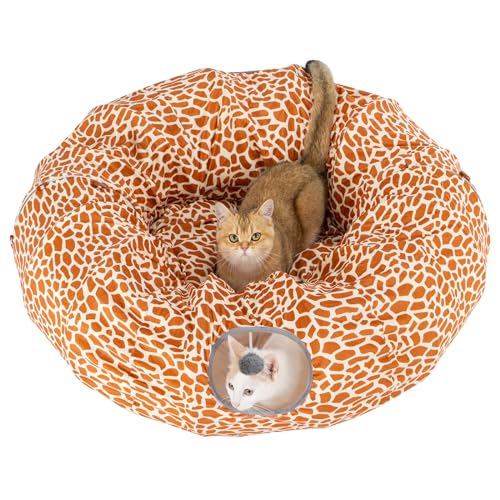 Avont Katzentunnel mit Zentralem Kissen, Weiche Katzenspielzeug Runde Multi-Function Versteck Katzenbett - Giraffe Avont Katzentunnel mit Zentralem Kissen, Weiche Katzenspielzeug Runde Multi-Function Versteck Katzenbett - Giraffe von Avont