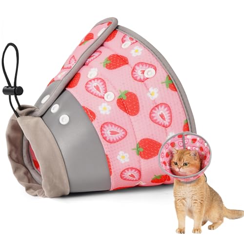 Avont Leicht Halskrause Katze, Halsband Einstellbar Leckschutz Kragen für Klein Hund Katze Nach Operation -S/Strawberry Avont Leicht Halskrause Katze, Halsband Einstellbar Leckschutz Kragen für Klein Hund Katze Nach Operation -S/Strawberry von Avont