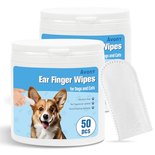 Avont Ohrpflege Finger-Pads für Hunde & Katze, Weiche & Milde Einweg Ohren Reinigungspads - 100 Stück von Avont