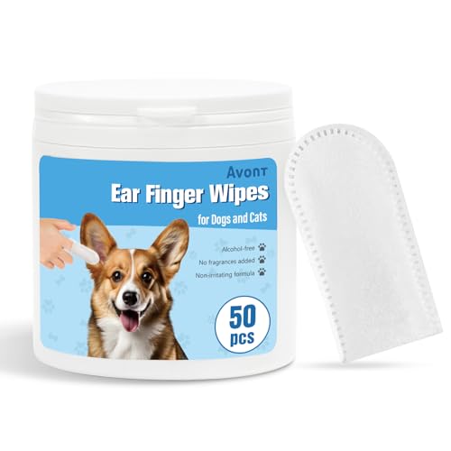 Avont Ohrpflege Finger-Pads für Hunde & Katze, Weiche & Milde Einweg Ohren Reinigungspads - 50 Stück von Avont