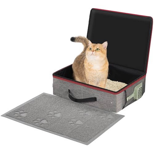 Avont Tragebare Katzentoilette mit Reißverschluss-Deckel + 1*Schaufel + 1*Matte, Leicht und Wasserdicht Katzenklo für Reisen, Auto -L Avont Tragebare Katzentoilette mit Reißverschluss-Deckel + 1*Schaufel + 1*Matte, Leicht und Wasserdicht Katzenklo für Reisen, Auto -L von Avont