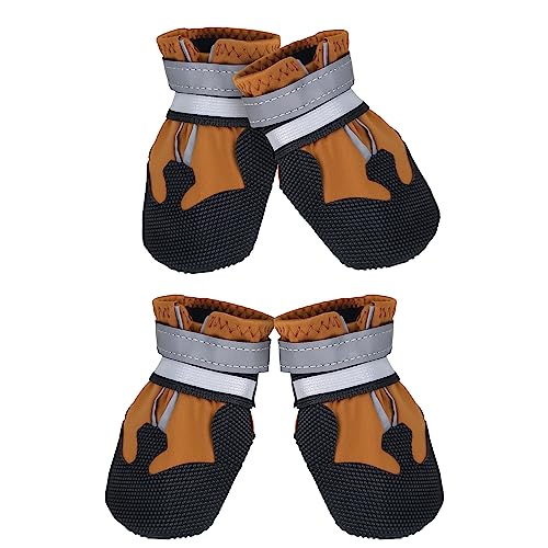 Avvrel Hundestiefel, 4er Set Hundeschuhe, Hundestiefel mit verstellbaren reflektierenden Gurten und rutschfester Sohle für kleine, mittlere und große Hunde (XL, Braun) von Avvrel