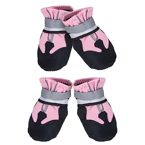 Avvrel Hundestiefel, 4er-Set Hundeschuhe, Hundestiefel mit verstellbaren reflektierenden Riemen und rutschfester Sohle für kleine, mittlere und große Hunde (L, Rosa) von Avvrel