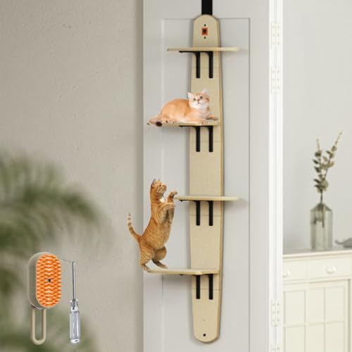 Türhängender Katzenkletterer, Türhängendes Katzenregal, 4 Ebenen, stabiler Haustierbaum, Turm, Klettermöbel mit Teppichboden, für Innenbereich, Klettergerüst aus Holz Türhängender Katzenkletterer, Türhängendes Katzenregal, 4 Ebenen, stabiler Haustierbaum, Turm, Klettermöbel mit Teppichboden, für Innenbereich, Klettergerüst aus Holz von Awavsea