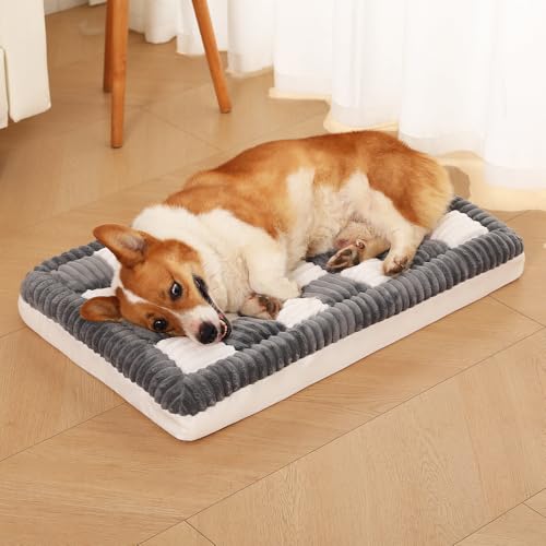 Awjcsv Orthopädisches Hundebett für große Hunde, wasserdichtes Bett mit Eierkisten-Schaumstoff, abnehmbarem, waschbarem Bezug und rutschfester Unterseite (Grau, 79,8 cm L x 49,8 cm B x 9,9 cm T) von Awjcsv