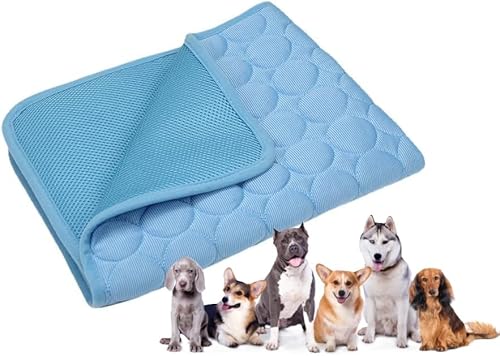 Emmalove Kühlmatte Für Den Sommer Kühlmatte Hund der Innovativen Große Größe Haustiermatte Selbstkühlende Faltbar für Auto, Sofa, Fußboden, Hundebett (Blau,XXL-150X100CM) von Awlve