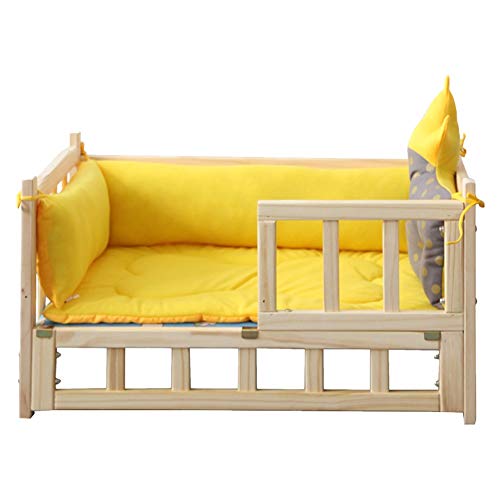 Awning Cranks Hundebett Hundebett Bequeme Holz Pet Sofa Crown Shaped Kissen Abnehmbare Dog House Four Seasons Universal-Haustier-Nest for Innen TJWY Shop (Color : Yellow 2, Size : XL) von Awning Cranks