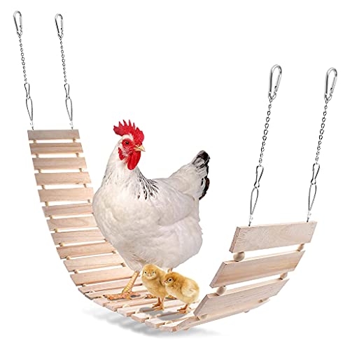 Awydky Chicken Toys Holzschaukelleiter für Hühner, Vögel, große Sitzstange, einfach zu installieren, Gesamtlänge 111,8 cm, für Papageien, Aras, Training, Huhnschaukel Spielzeug von Awydky