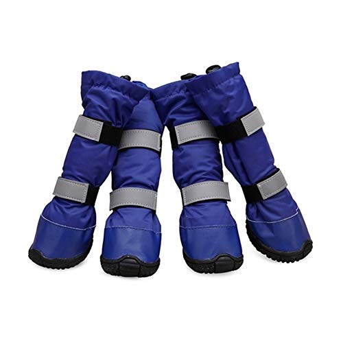 AxBALL 4pcs / Lot imprägniern Langen Gummi Regen Stiefel for Hunde Fleece Warmer Schnee Stiefel Anti-Rutsch Durable Regen Stiefel for mittlere große Hunde (Color : Blue, Size : XXL Length 9.2 10 cm von AxBALL