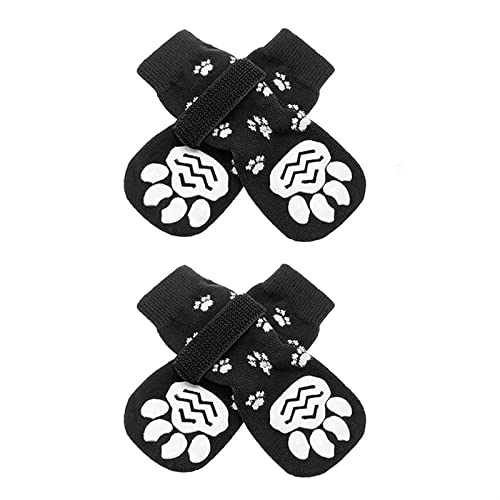 AxBALL rutschfeste Hundesocken, verstellbare Träger, Bequeme, weiche, rutschfeste Welpenschuhe for Hartholzböden im Innenbereich, Pfotenschutz for Haustiere (Color : Black, Size : Medium) von AxBALL