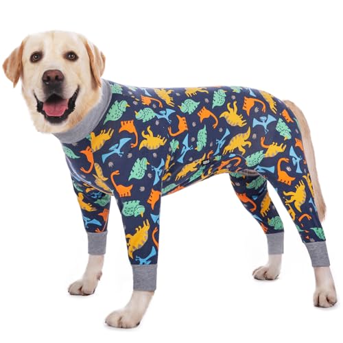 Axcimond Hundebody: Postoperativer Genesungsanzug & Wundschutz für Hunde - Dinosaurier-Muster, Blau, XL von Axcimond