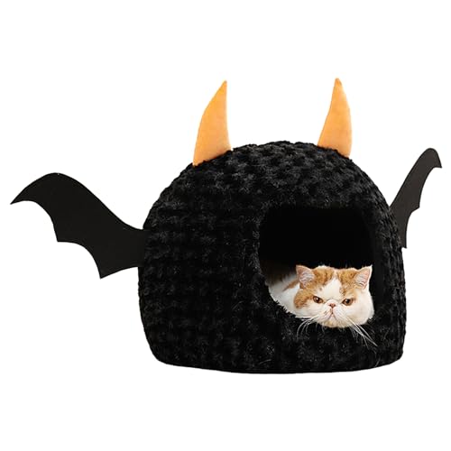 Axfbim Katzenbett für Indoor-Katzen, Halloween-Katzenbett, warmer Spaß, Cartoon-Imp Zwinger, für kleine Hunde, Welpen, Katzen, Kätzchen, weiche Haustierbett-Matratze für den ganzen Winter von Axfbim
