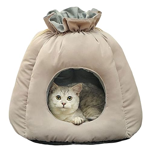Axfbim Katzenbett für Indoor-Katzen, weiches Plüsch, Premium-Baumwolle, keine Verformung, Haustierbett, attraktiv, langlebig, bequem, Haustierbett für Katzen und kleine Hunde (Grau) von Axfbim