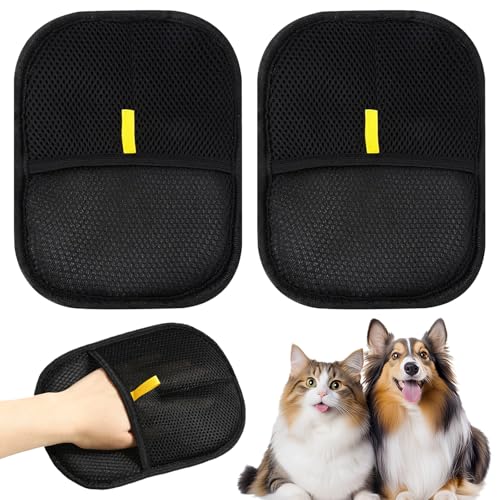 Axingqiwu 2 Stück Tierhaarentferner Handschuh, Wiederverwendbare Fell Magnet Handschuh, Haarentfernungshandschuh für Katzen & Hunde Katzenhaarentferner von Axingqiwu