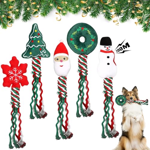 Axinyijia 5 Stück Weihnachts Hundespielzeug Seil, Hundespielzeug Weihnachten Hunde Geschenke, Interaktives Weihnachts Quietschspielzeug Hund Kauspielzeug Axinyijia 5 Stück Weihnachts Hundespielzeug Seil, Hundespielzeug Weihnachten Hunde Geschenke, Interaktives Weihnachts Quietschspielzeug Hund Kauspielzeug von Axinyijia