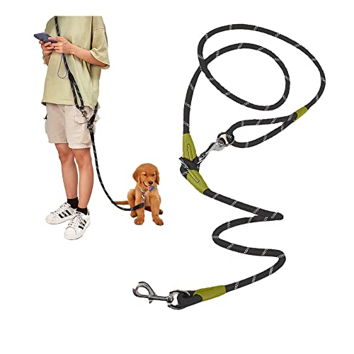 Hundeleine zum Laufen, Spazierengehen, Training, Crossbody-Doppelleine für Hunde, 1,2 cm dick, Nylon, reflektierend, strapazierfähig, für kleine, mittelgroße und große Hunde, Schwarz von Axroad Mall