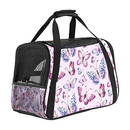 Ästhetische Aquarell-Schmetterling-Reisetasche mit 3 offenen Netztüren und verstellbarem Schultergurt, tragbare Handtasche für kleine Welpen, Hunde, Katzen, Reisetasche Ästhetische Aquarell-Schmetterling-Reisetasche mit 3 offenen Netztüren und verstellbarem Schultergurt, tragbare Handtasche für kleine Welpen, Hunde, Katzen, Reisetasche von AxssjS