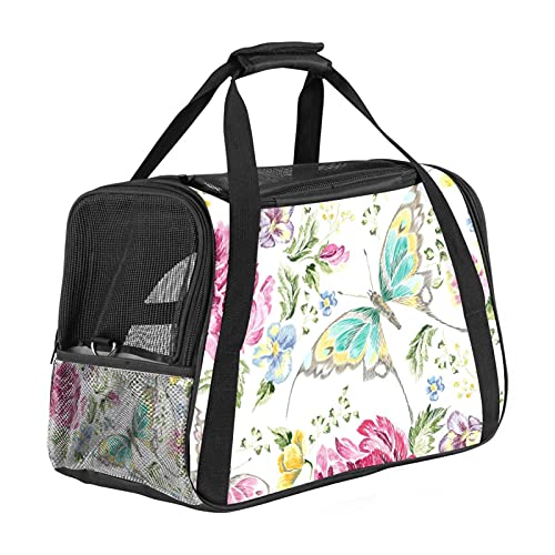 Aesthetic Butterfly Floral Pet Carrier Bag, Portable Tote Bag Top Opening, Removable Mat And Breathable Mesh Transport Handbag For Dogs And Cats Aesthetic Butterfly Floral Pet Carrier Bag, Portable Tote Bag Top Opening, Removable Mat And Breathable Mesh Transport Handbag For Dogs And Cats von AxssjS