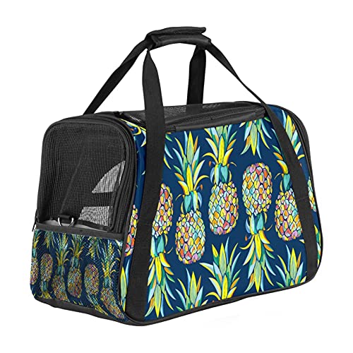 Bunte Ananas-Frucht-Muster-Haustier-Tragetasche, tragbare Tragetasche, Öffnung oben, abnehmbare Matte und atmungsaktives Mesh, Transporthandtasche für Hunde und Katzen Bunte Ananas-Frucht-Muster-Haustier-Tragetasche, tragbare Tragetasche, Öffnung oben, abnehmbare Matte und atmungsaktives Mesh, Transporthandtasche für Hunde und Katzen von AxssjS