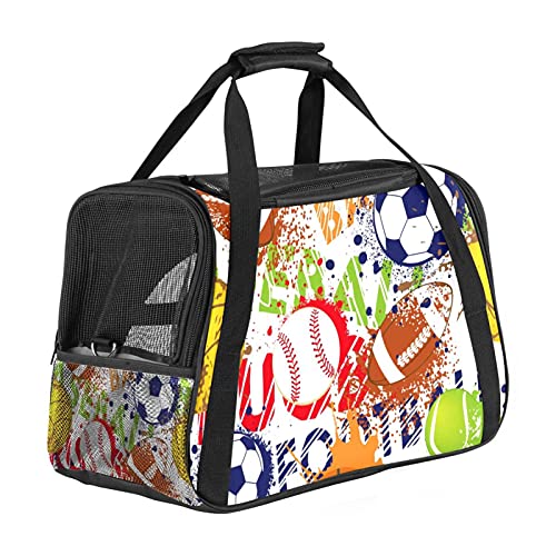 Bunte Baseball-Fußball-Rugby-Haustier-Tragetasche, tragbare Tragetasche oben, abnehmbare Matte und atmungsaktives Netzgewebe, Transport-Handtasche für Hunde und Katzen Bunte Baseball-Fußball-Rugby-Haustier-Tragetasche, tragbare Tragetasche oben, abnehmbare Matte und atmungsaktives Netzgewebe, Transport-Handtasche für Hunde und Katzen von AxssjS