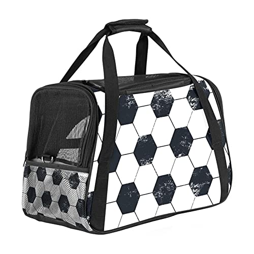 Fluggesellschaften zugelassene Hundetragetasche, geometrischer, abstrakter Fußballballball, weiche Seiten, Transporttasche für kleine Hunde und Katzen, tragbare Haustier-Reise-Handtasche oben offen, 43,2 x 25,4 x 20,3 cm von AxssjS