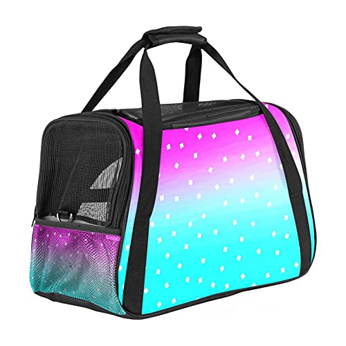Haustier-Tragetasche, glitzernd, Pink / Blau, tragbar, Öffnung oben, abnehmbare Matte und atmungsaktives Netzgewebe, Transporthandtasche für Hunde und Katzen Haustier-Tragetasche, glitzernd, Pink / Blau, tragbar, Öffnung oben, abnehmbare Matte und atmungsaktives Netzgewebe, Transporthandtasche für Hunde und Katzen von AxssjS