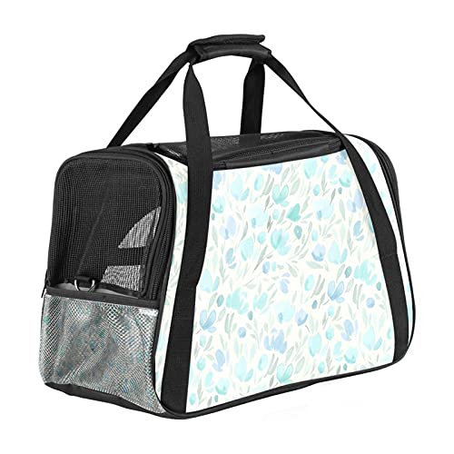 Haustier-Tragetasche, hellblau, mit Blumenmuster, Öffnung oben, abnehmbare Matte und atmungsaktives Netzgewebe, Transporthandtasche für Hunde und Katzen Haustier-Tragetasche, hellblau, mit Blumenmuster, Öffnung oben, abnehmbare Matte und atmungsaktives Netzgewebe, Transporthandtasche für Hunde und Katzen von AxssjS