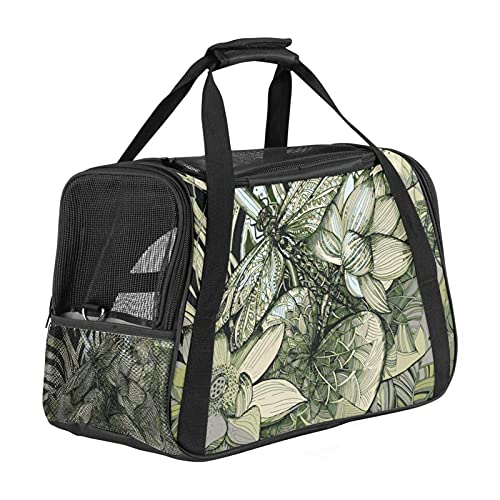 Hundetragetasche für kleine Hunde und Katzen, antike Libelle, Lotus, weiche Seiten, tragbare Haustier-Reisetasche, offene Oberseite, 43,2 x 25,4 x 30,8 cm Hundetragetasche für kleine Hunde und Katzen, antike Libelle, Lotus, weiche Seiten, tragbare Haustier-Reisetasche, offene Oberseite, 43,2 x 25,4 x 30,8 cm von AxssjS