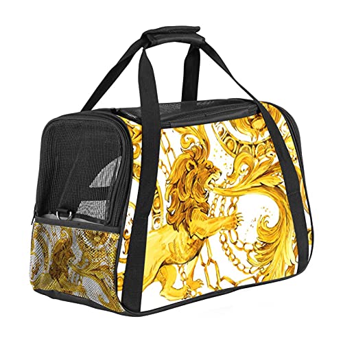 Hundetragetasche für kleine Hunde und Katzen, luxuriös, goldfarbener Löwe, weiche Seiten, tragbare Haustier-Reisetasche, offene Oberseite, 43,2 x 25,4 x 30,8 cm Hundetragetasche für kleine Hunde und Katzen, luxuriös, goldfarbener Löwe, weiche Seiten, tragbare Haustier-Reisetasche, offene Oberseite, 43,2 x 25,4 x 30,8 cm von AxssjS