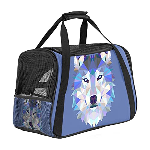 Hundetragetasche für kleine Hunde und Katzen, von Fluggesellschaften zugelassen, Wolf Hipster, blaues Muster, weiche Seiten, tragbare Haustier-Reisehandtasche, offene Oberseite, 43,2 x 25,4 x 30,4 cm Hundetragetasche für kleine Hunde und Katzen, von Fluggesellschaften zugelassen, Wolf Hipster, blaues Muster, weiche Seiten, tragbare Haustier-Reisehandtasche, offene Oberseite, 43,2 x 25,4 x 30,4 cm von AxssjS