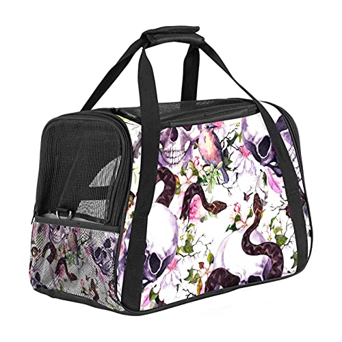 Reisetasche mit Totenkopf-Motiv, mit 3 offenen Netztüren und verstellbarem Schultergurt, tragbare Handtasche für kleine Welpen, Hunde, Katzen Reisetasche mit Totenkopf-Motiv, mit 3 offenen Netztüren und verstellbarem Schultergurt, tragbare Handtasche für kleine Welpen, Hunde, Katzen von AxssjS