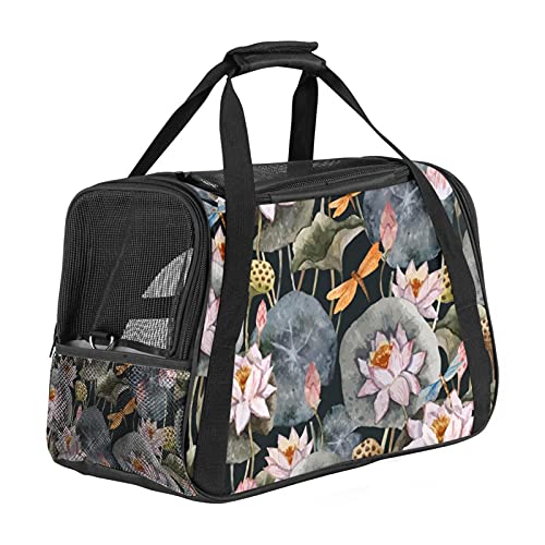 Transporttasche für kleine Hunde, Katzen, Welpen, Kätzchen, Fluggesellschaften zugelassen, mit Schultergurt, künstlerisches Lotus-Muster, Rosa Transporttasche für kleine Hunde, Katzen, Welpen, Kätzchen, Fluggesellschaften zugelassen, mit Schultergurt, künstlerisches Lotus-Muster, Rosa von AxssjS