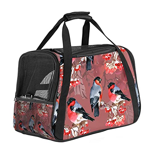 Transporttasche für kleine Hunde, Katzen, Welpen, Kätzchen, von Fluggesellschaften zugelassen, Transporttasche mit Schultergurt, Bullfinch Birds Red Pattern Transporttasche für kleine Hunde, Katzen, Welpen, Kätzchen, von Fluggesellschaften zugelassen, Transporttasche mit Schultergurt, Bullfinch Birds Red Pattern von AxssjS