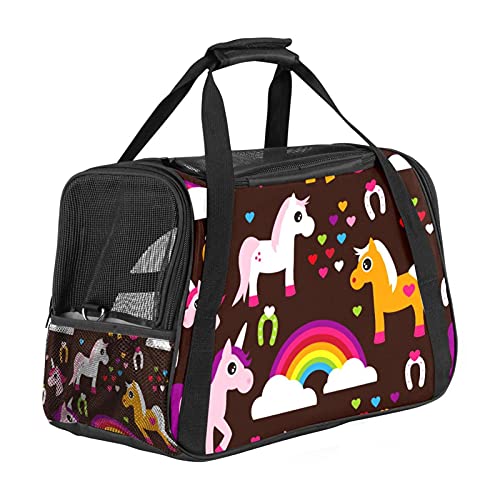 Transporttasche für kleine Hunde, Katzen, Welpen, Kätzchen, von Fluggesellschaften zugelassene Tragetasche mit Schultergurt, buntes Regenbogen-Einhorn-Muster Transporttasche für kleine Hunde, Katzen, Welpen, Kätzchen, von Fluggesellschaften zugelassene Tragetasche mit Schultergurt, buntes Regenbogen-Einhorn-Muster von AxssjS
