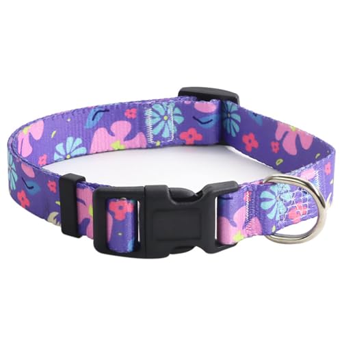 1 Stück Verstellbare Hundehalsband Nylon Material Blumen Muster Hunde Halsband L(40-60CM) Lila von Ayaluck