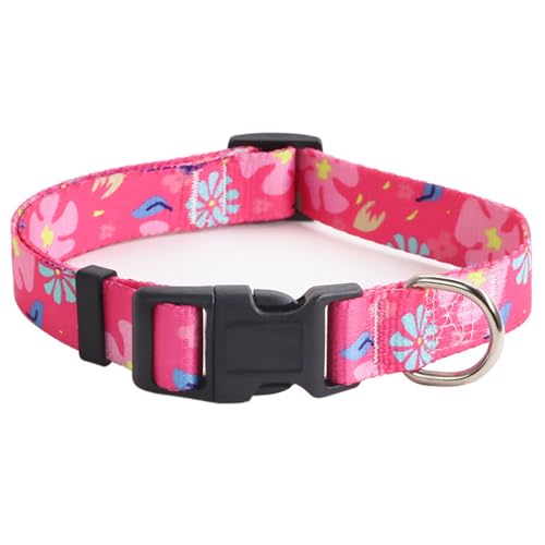 1 Stück Verstellbare Hundehalsband Nylon Material Blumen Muster Hunde Halsband M(30-50CM) Rosa von Ayaluck