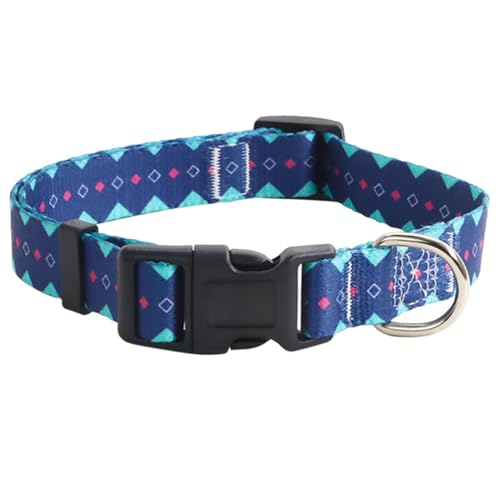 1 Stück Verstellbare Hundehalsband Nylon Material Geometrische Muster Hunde Halsband S(25-40CM) Dunkelblau von Ayaluck