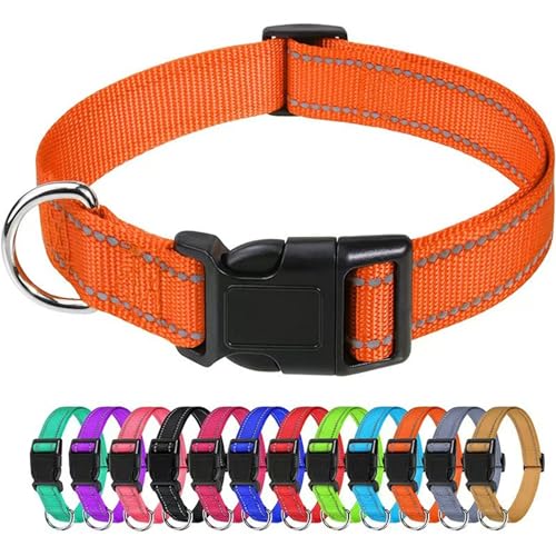 1 Stück Verstellbare Hundehalsband Nylon Material Reine Farbe Hunde Halsband M(35-50CM) Orange von Ayaluck