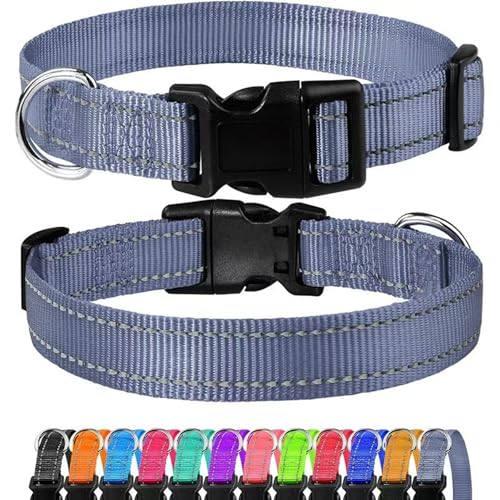 1 Stück Verstellbare Hundehalsband Nylon Material Reine Farbe Hunde Halsband S(30-40CM) Grau von Ayaluck