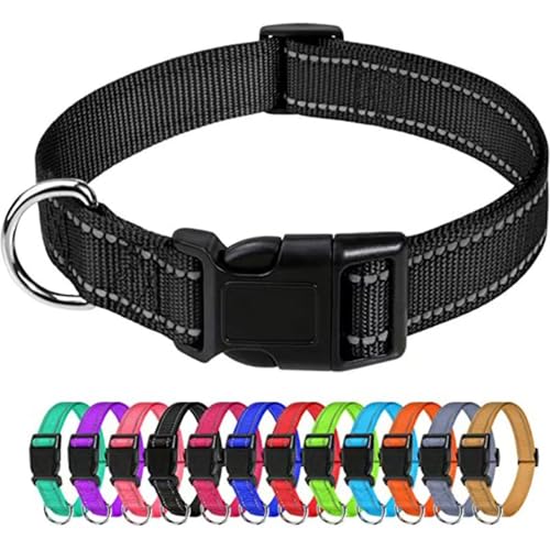 1 Stück Verstellbare Hundehalsband Nylon Material Reine Farbe Hunde Halsband S(30-40CM) Schwarz von Ayaluck