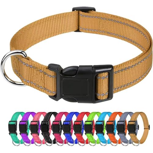 1 Stück Verstellbare Hundehalsband Nylon Material Reine Farbe Hunde Halsband XL(45-70CM) Hellbraun von Ayaluck