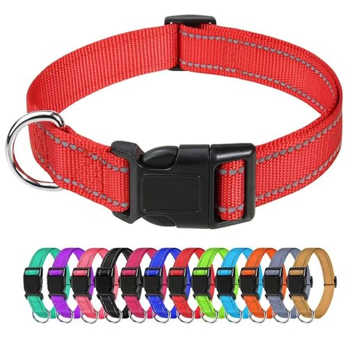 1 Stück Verstellbare Hundehalsband Nylon Material Reine Farbe Hunde Halsband XL(45-70CM) Rot von Ayaluck